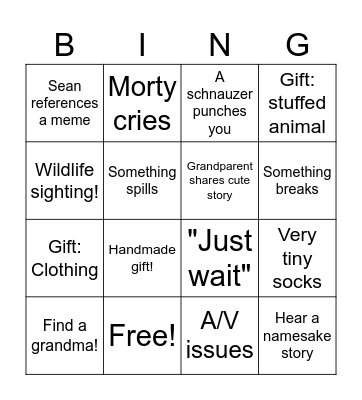 Baby Shower Bingo Card