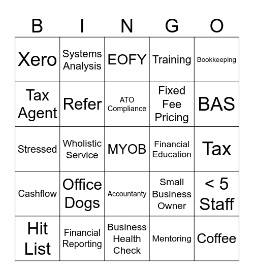EOFY Bingo Card