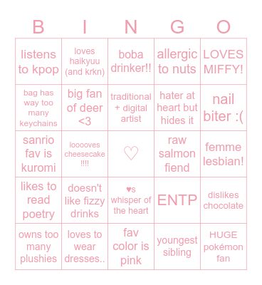 ayaka bingo 🐇 Bingo Card