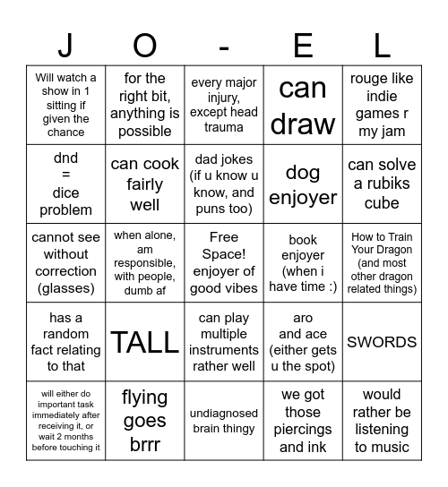 Jo-el Bingo Card