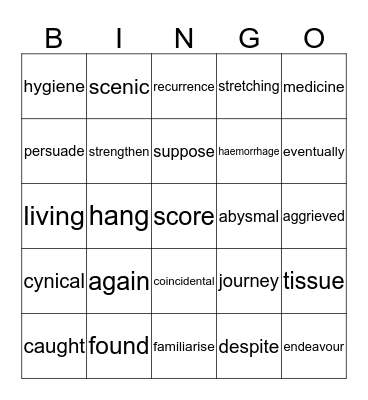 reading test word card 1 Bingo Card