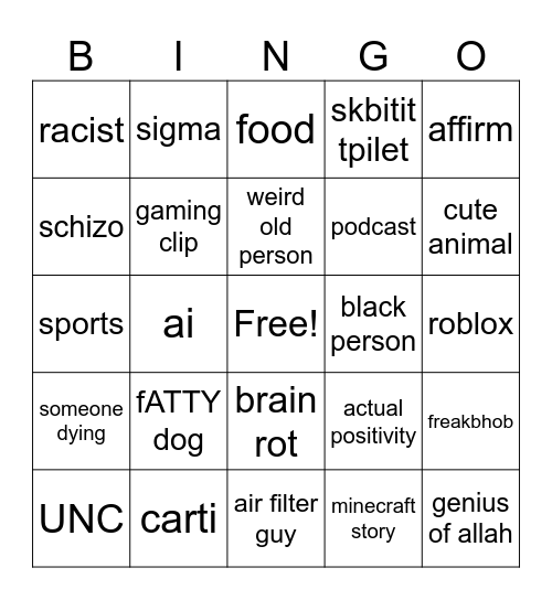 reels bingo Card