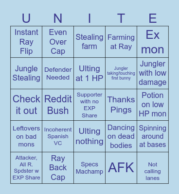 Unite Bingo Card