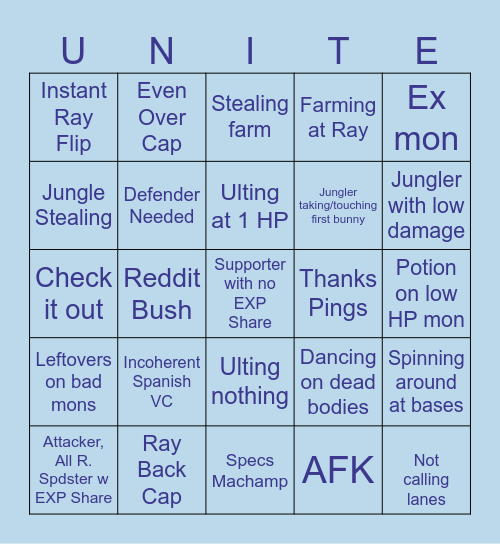 Unite Bingo Card