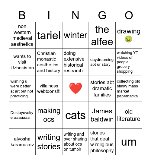 How many interests/traits do you share with lemya Bingo Card