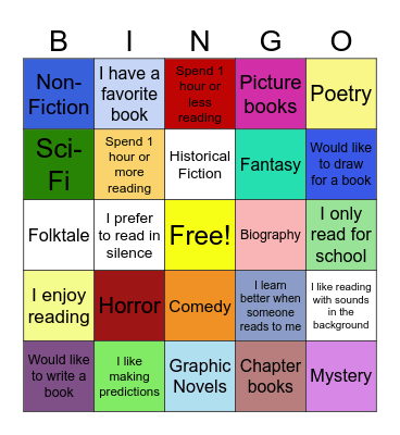 Reading Bingo Card