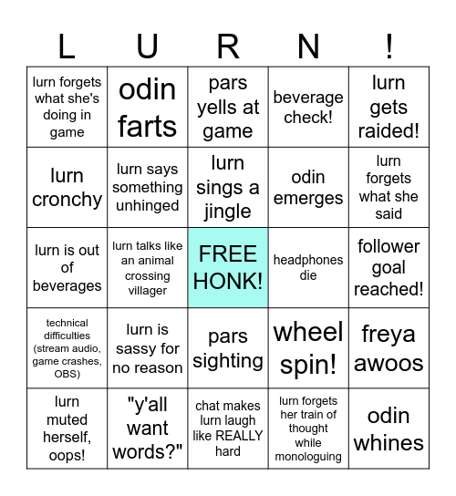 LURN'S AFFILIATEAVERSARY! Bingo Card