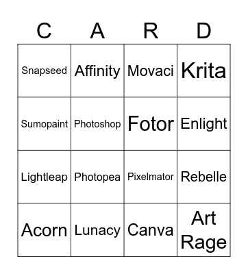 Aplikace pro 2D Grafiku Bingo Card