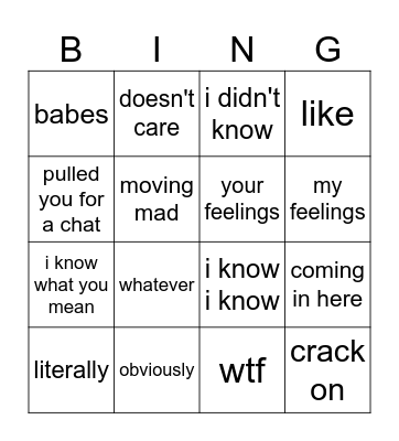 LOVE ISLAND Bingo Card