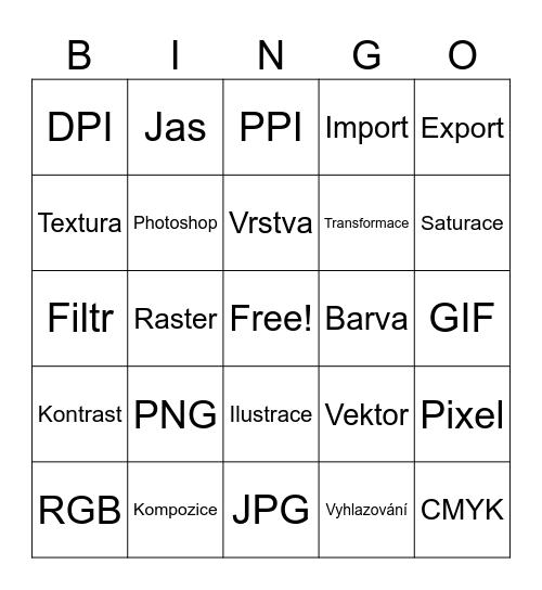 2D grafika Bingo Card
