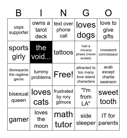 that one person Bingo Card