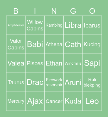 Ethan :) Bingo Card