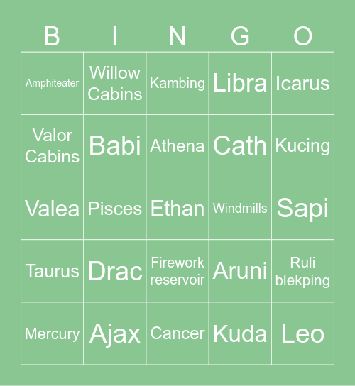 Ethan :) Bingo Card