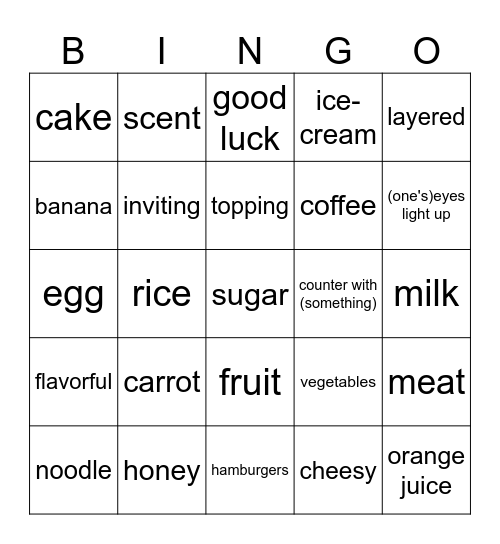 The Food Festival Bingo Card