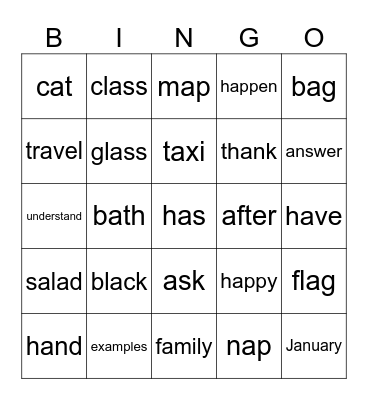 Unit 1 Bingo! Bingo Card