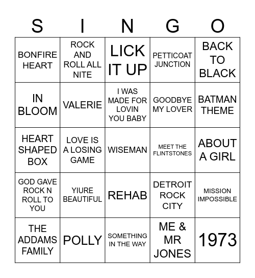 945 RANDOM REQUESTS Bingo Card