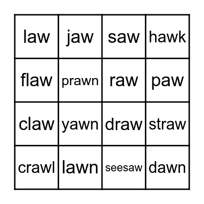 AW Bingo Card