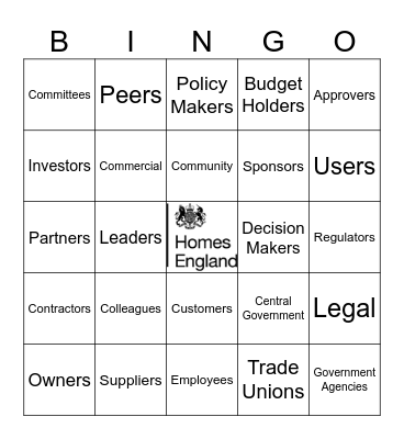 Stakeholder Bingo Card