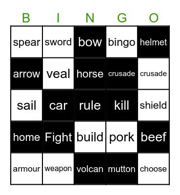 Bingo for the kid Bingo Card