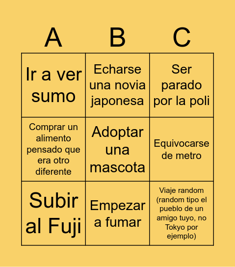 Becario Bingo Card