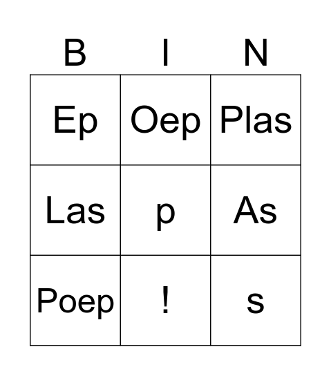 Bingo kaart van ... Bingo Card