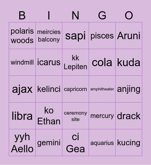 🎀 viénne’s 🎀 Bingo Card