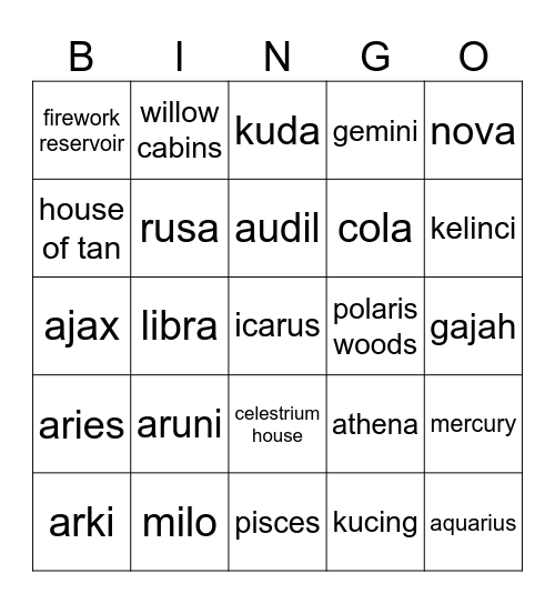 selamat bermain! Bingo Card