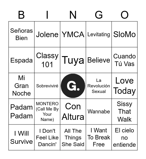 bingo musical cuir y garajil Bingo Card