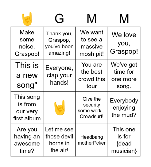 GMM2024 Bingo Card