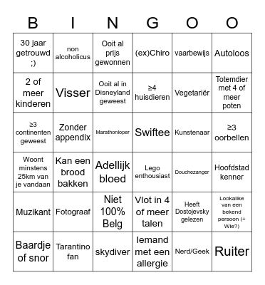 High Tea Bingo Card