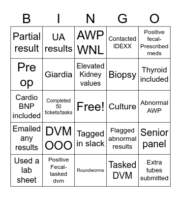 VCT Diagnostics Bingo Card