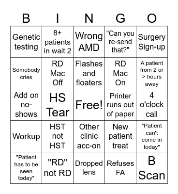 call day! Bingo Card