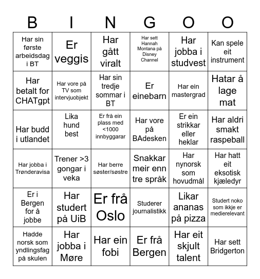 Sommervikar-Bingo Card