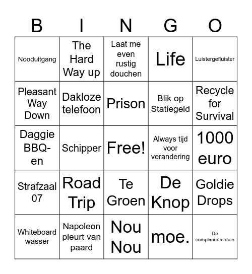 Guerilla Art Bingo KAART Bingo Card