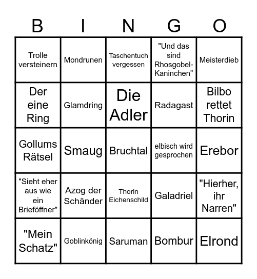 Der Hobbit - Eine unerwartete Reise Bingo Card