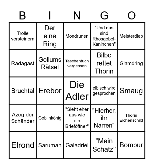 Der Hobbit - Eine unerwartete Reise Bingo Card