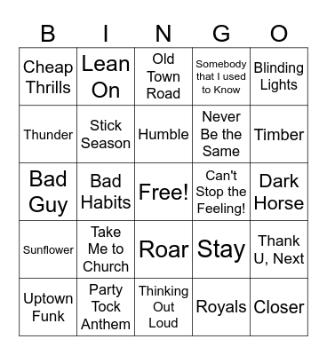 Music Bingo 2024 Bingo Card