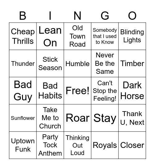 Music Bingo 2024 Bingo Card