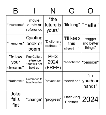 2024 Graduation BINGO Card