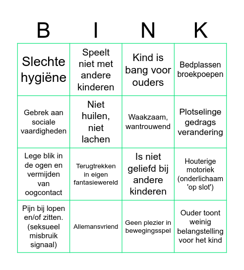 Signalen bingo Card