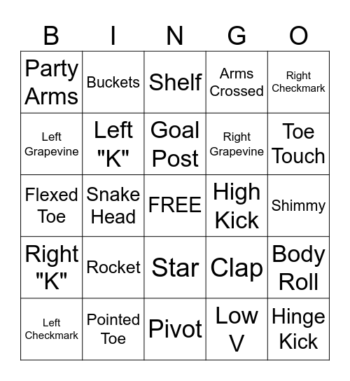 Cheer & Dance Bingo Card