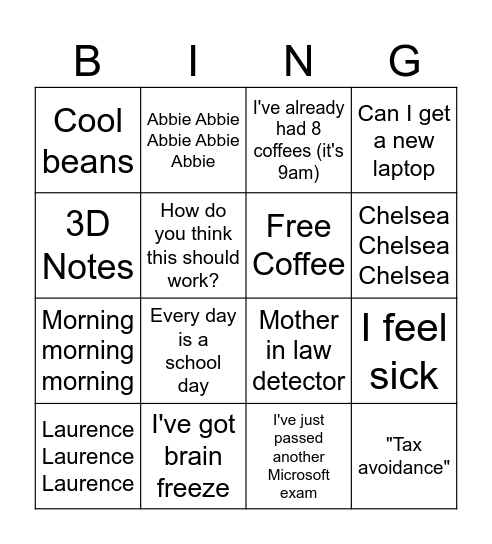 Ian Bingo Card