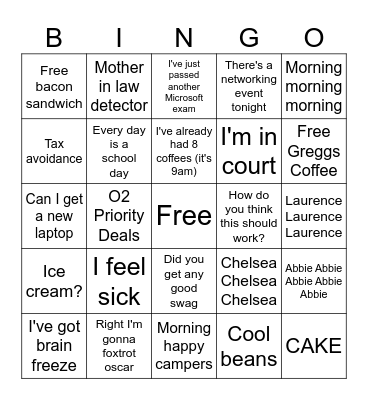 Ian Bingo Card