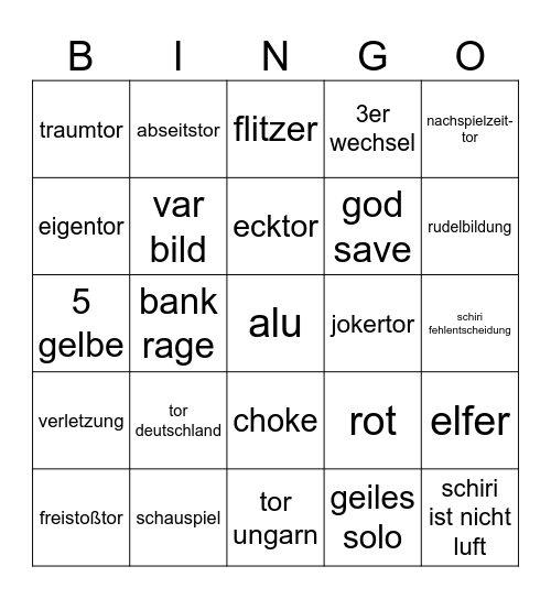 ger hun Bingo Card