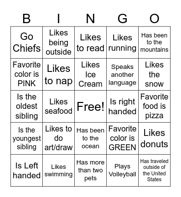 Ice Breaker Bingo Card