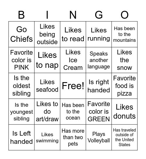 Ice Breaker Bingo Card