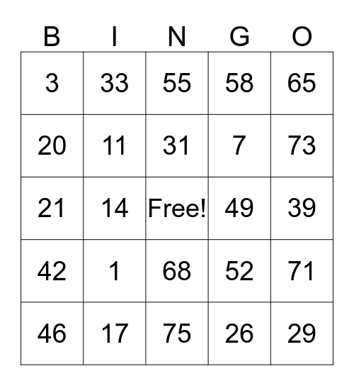 Untitled Bingo Card