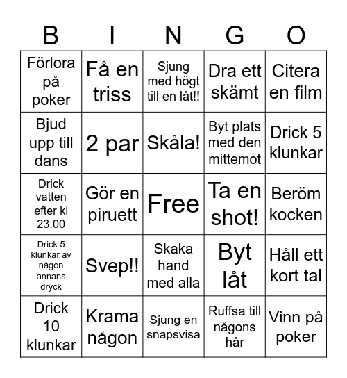 Midsommar Bingo Card