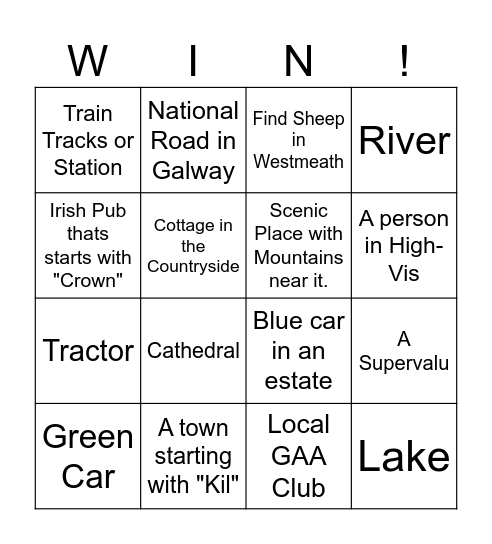 Ireland Mapcrunch Bingo Card