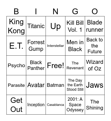 Movie Scene Bingo Card